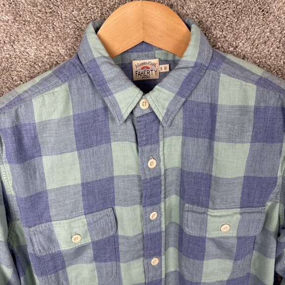 Faherty Long Sleeve Button Down Shirt Men's‎ Small Check Double Layer - Picture 3 of 8